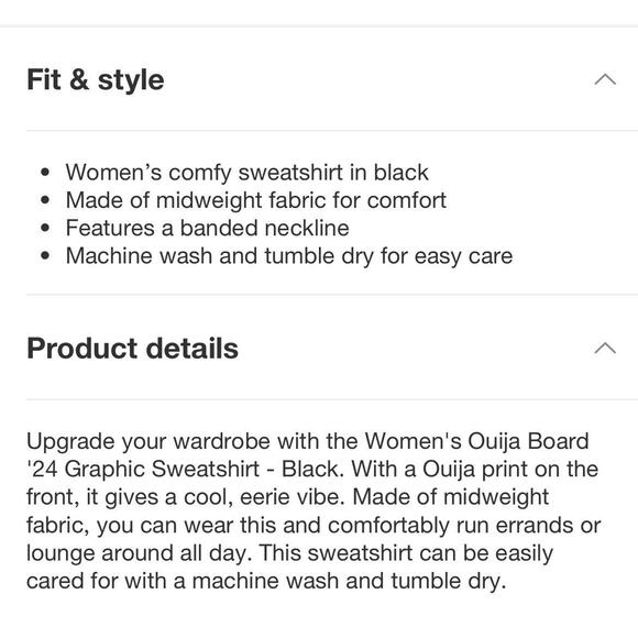 Women's Ouija Board '24 Graphic Sweatshirt - Black M NWT - Picture 7 of 7